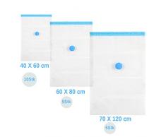 Jago Lot de Sacs de Rangement sous Vide - 70x120 cm, 80x100 cm, 60x80 cm, 40x60 cm, Réutilisables, Aspirables, Set au Choix - Sac de Compression, Housse de Rangement pour Voyage, Vêtements (20x)
