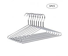 Amber Home EU Cintre Solide en Métal Métal pour Costumes et Vestes en Chrome Poli par Lot de 5