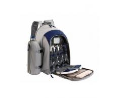 LIVOO SE970B Sac à Dos Pique-Nique Isotherme, 4 personnes | 29 Accesoires Inclus, Couverts, Assiettes, Verres, Serviettes pour Repas extérieur | Bleu/Gris