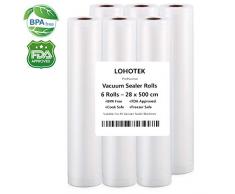 Mise sous vide Sac sous vide alimentaire, Rouleaux demballage pour Machine sous vide 6 Packs 28x500cm pour Économiseur de nourriture