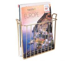 mDesign porte-revue mural – porte-magazine pratique en métal pour salle de bain et bureau – porte-journal moderne pour montage mural pour livres et tablettes – couleur laiton