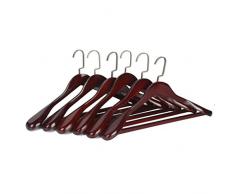 LOHAS Home Lot de 6 Cintres en Bois Cintres d’Armoire Naturel Anti-dérapant de Haute qualité pour Costume, Acajou