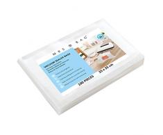 MRS BAG Sacs Gaufrés de Scellage sous Vide pour Appareil de Mise sous Vide. Parfait pour la cuisson au micro-ondes, au congélateur et la sous vide (25x35cm | 100 Sacs)