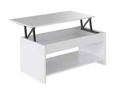 Marque Amazon - Movian - Table basse avec plateau relevable et petite étagère Aggol Modern, 50 x 100 x 44, Blanc