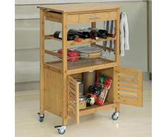 SoBuy® FKW53-N Desserte Cuisine Table roulante en Bambou Chariot de Cuisine L56xH92xP36cm