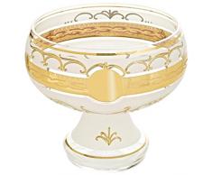 Coupelle en verre à pied, Saladier, Coupe décorative, Coupe à fruits, Collection "NOBLE" Ø21cm, or, fait à main, verre de haute qualité, style moderne - uniques (GERMAN CRYSTAL powered by CRISTALICA)