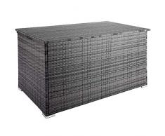 tectake 800715 Coffre de Jardin de Rangement extérieur 750 L en Résine tressée, Cadre en Aluminium, 145 x 82,5 x 79,5 cm - Plusieurs Coloris - (Gris | no. 403276)
