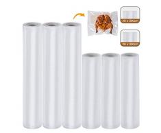 Audew Sacs sous Vide Alimentaire, 6 Rouleaux d’ emballage 20 X 300CM et 28 X 300CM Double Face Gaufré Compatible avec Toutes les Machine sous Vide, sans B.P.A et LFGB Approuvé (Couper la Taille)