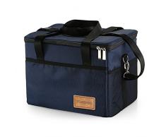TOMSHOO Sac Isotherme Sac à Déjeuner Résistant Durable Unisexe Réutilisable Sac de Plage pour Famille Pique-Nique - Bleu marine - Basique - Taille 18L