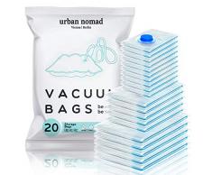 Urban Nomad Sac sous Vide Vetement Aspirateur Lot de 20 - Réutilisable Sacs Compression XL L M | 80% lespace de Stockage Supplémentaire, Compactor Housse Rangement: Voyage Couette Penderie Manteau