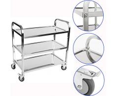 Turefans Chariot de Service de Chariot de Cuisine, Chariot détachable de Restauration dacier Inoxydable de 3 rangées, idéal pour des hôtels, Restaurants et Maisons de Soin, 95 * 50 * 95cm