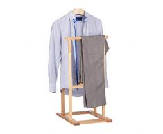 Relaxdays Valet de chambre en bois de noyer porte-vÃªtements sur pied pantalon valet nuit HxlxP: 102 x 47 x 50 cm, nature