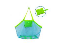 Bornfeel Sac de Jouets Plage en Maille Filet de Rangement Jouet pour le Transport de Jouets et de Serviettes Jouet Sable Loin 45 x 30 x 45cm