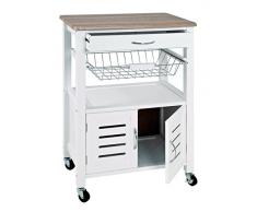 Haku 40330 Chariot de cuisine en MDF Blanc 37 x 58 x 84 cm