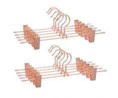 SONGMICS CRI46R-10 Lot de 10 cintres en métal Or Rose 31 cm 2 Clips antidérapants pour Jupes, Pantalons, sous-vêtements, Armatures Stables, Peu encombrantes, antirouille, Rotation à 360°