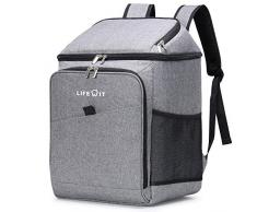 Lifewit Sac à Dos Glacière Isotherme Sac de Courses, Sac Réfrigérant de 26L Pouvant Contenir 34 Canettes Sac Isotherme À Paroi Souple pour Plage/Camping/Pique-Nique/BBQ, Gris