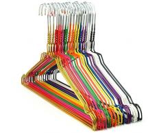 Hangerworld 100 Cintres 40cm Fins et Solides en Métal Coloré avec Barre Pantalon et Encoches, Taille Universelle