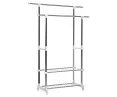 SONGMICS Portant/Penderie à vêtement avec étagères à Chaussures, Tube en Fer revêtu dacier LLR03W