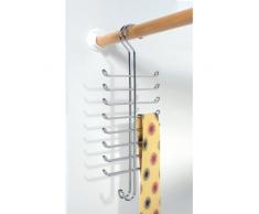 InterDesign Classico porte cravates, cintre vertical en métal chromé, rangement ceintures et cravates avec 16 crochets, argenté