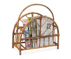 Relaxdays rotin, Magazines, Porte-journaux, Rangement revues, HxLxP 47 x 43,5 x 20,5 cm, Bois, Nature, Naturel, 1 élément