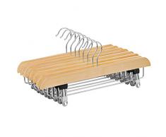 SONGMICS Cintres-Pinces, pour Pantalons et Jupes, Lot de 8 en Bois Naturel, 35,5 cm CRW008-8