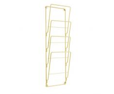 pt, CR120GD Porte-revues mural 4 compartiments Métal Or doré H60 x 8 x 19 cm