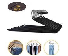 Tapusen 10 Cintres en Métal Chromé, Organisateurs de Pantalons, cintres en métal antirouille durables, revêtement en Caoutchouc antidérapant, Convient aux Jeans, Pantalons Tout-Aller, placards (Noir)