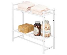 mDesign étagère de Salle de Bain à 2 Niveaux – Petite étagère de Cuisine en métal Robuste pour cosmétiques etc. – étagère en métal Polyvalente, idéale pour Chaussures et Produits dentretien – Blanc