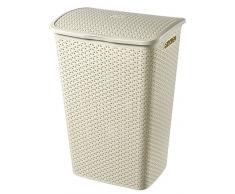 Curver 216582 My Style Coffre à linge Rotin Plastique Ivoire 55 L 42,8 x 33 x 60,4 cm