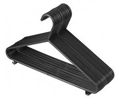 Guilty Gadgets Lot de 20 cintres en Plastique Robuste Idéal pour Un Usage Quotidien avec Crochet pour Robe, Veste, Pantalon Noir