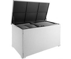 tectake 800715 Coffre de Jardin de Rangement extérieur 750 L en Résine tressée, Cadre en Aluminium, 145 x 82,5 x 79,5 cm - Plusieurs Coloris - (Blanc | no. 403277)