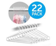 Laloona Lot de 22 Cintres pour Bébé - Cintres en Plastique Vêtements Enfants | Cintres fins avec Barre Pantalon - Blanc
