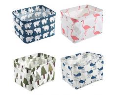 Czemo Ensembles de 4 Paniers de Rangement en Tissu Petite Boite de Rangement Pliable Organisateur Cube de Rangement pour étagères et Bureau ou Maquillage
