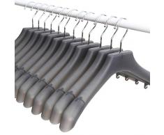 MR.SIGA Cintres de costume en plastique extra-larges, lot de 12 pcs, Largeur: 15.5 39.5cm, épaulières crantées et crochets pivotants, Gris translucide