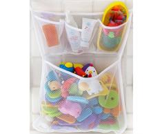 Chianrliu pour bain de bébé Baignoire Salle de Bain Jouet en maille filet sac de rangement Organisateur Support à ventouse, rangement net, jouet en maille filet sac de rangement