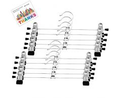 Triwin 35cm Cintres pour Pantalons Cintres Porte-Pantalons avec Pince cintres en métal antidérapants pour Jupes, Pantalons, Pantalons, Jeans, Manteaux et Autres