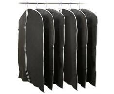 EZOWare Housse de Vêtements Pliables en Tissu Non-Tissé Respirant, Housse de Protection, pour Costume d’Homme, Blouse de Travail de Femme, Jupe Plissée Longue, Chemise Blanche – Lot de 6, Noir