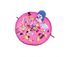 AMIGOB 2 en 1 Sac de Rangement pour Jouets pour Enfants Pliable, Tapis de Jeu de Couverture, pour Maison/Outdoor/Voyage,Rose 150 CM