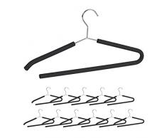 Relaxdays 10029431, Set de 12, Traverse Pantalon Mousse, Costume, Cintre Ouvert antidérapant, Noir, métal, EVA