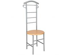 TecTake Valet de Chambre métallique Valet de Nuit Bois et métal