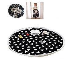 Sac de Rangement Jouet Enfant, Coton 2 en 1 Pliable Bébé Tapis Rond Enfant, Grand Sac de Jouet de Rangement Portable, Jouet Organisateur pour Maison / Outdoor / Voyage