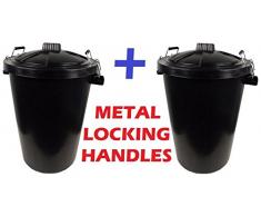 Grand 2 x 80/85 l Noir poubelle plastique Idéal pour une utilisation extérieure/Chemical/déchets, Poubelle/aliments pour animaux