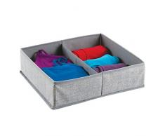 mDesign boîte de rangement tissu – boite rangement tiroir pour vêtements, chaussettes, etc. – utilisation flexible – boîte tiroir – en plastique – gris