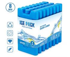 Homewit Blocs Réfrigérants pour Glacières,Lot de 8 x 210 ML Sac Isotherme ou Glacière, Réutilisable Conception Mince et Légère pour Pain de Glace et Sac à Déjeuner - Bleu