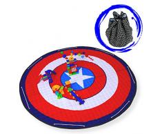 B-RELAXOO ™ Tapis XXL D’éveil Qualité Supérieur Coton Confortable Rond Rembourré pour Bébé et Enfant Fille/Garçon Mixte Grand Tapis Eveil Rangement Organisateur Sac Jouet Jeux Large Epais 150 * 150