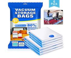 otumixx Sac de Rangement sous Vide 6 Packs ( 3*80x100cm & 3*60x80cm ) Housse de Rangement sous Vide Réutilisables Sac sous Vide de Voyage pour Vêtements Couettes Literie Oreillers