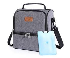Lifewit Sac Isotherme Sac de Repas pour Hommes Femmes Enfants, Lunch Bag pour Travail Ecole Pique-Nique, 2 Compartiments, Gris
