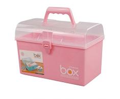 Mayish Petite Boîte Médicament Boîte à Pharmacie Boîte a Compartiments Poignée de Rangement en Plastique Boîte de Rangement pour récipient avec Couvercle, Rose, 1 Paquet
