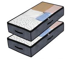 homyfort Sac de rangement Sous Lit lot de 2, Closet Organizer Sac souple, Pliable, Sac Space Saver pour ranger les vêtements,Couettes, la saison Articles de stockage, 100x50x18cm,Gris Foncé, 7X3GR100L