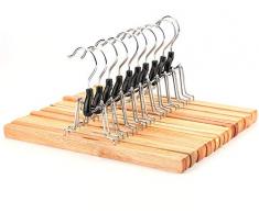 Tebery Lot de 10 cintres à jupes/pantalons en bois naturel massif